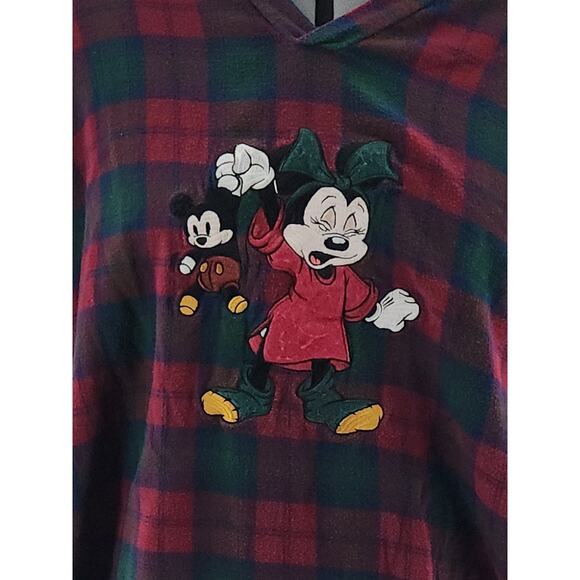Disney Minnie And Mickey Mouse Night Gown One Size Fits Most flannel V-Neck VTG - Picture 3 of 7